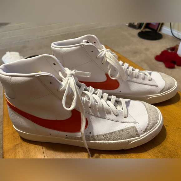 Nike Blazers, Men’s 13, white with orange swoosh. Worn twice. - Picture 4 of 9